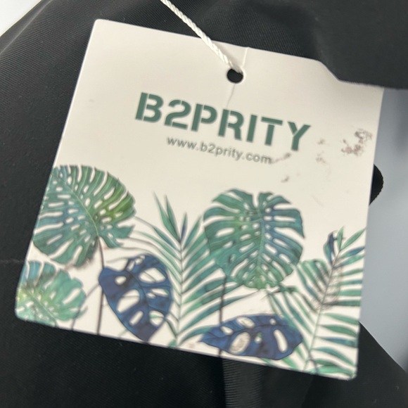 B2PRITY Black One Piece Cut Out V neck Ruffle V back Swim Suit Size 2XL Black - Picture 5 of 12